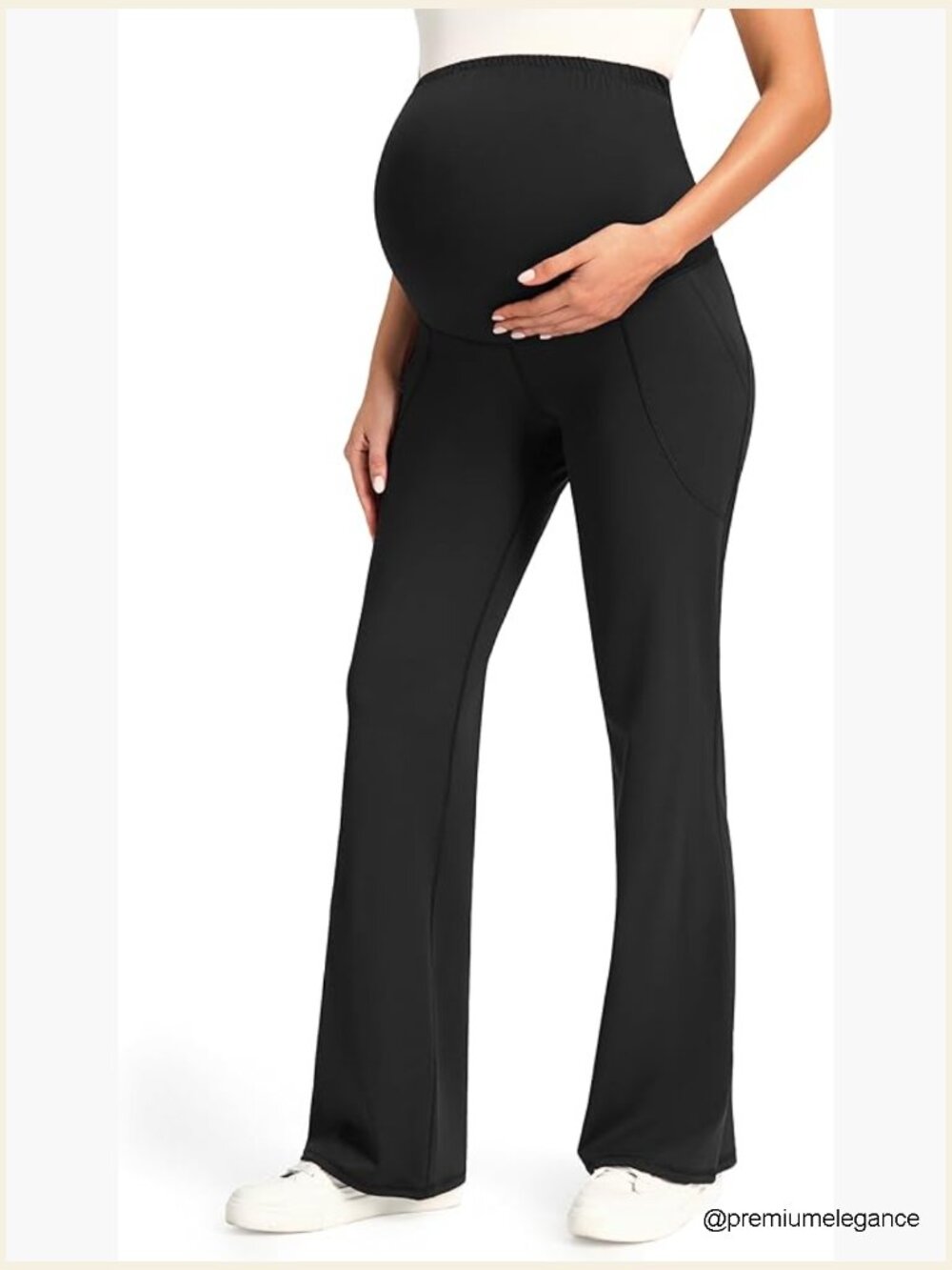 Maternity Bootcut Pants with Pockets Over the Belly Flare Yoga Leggings